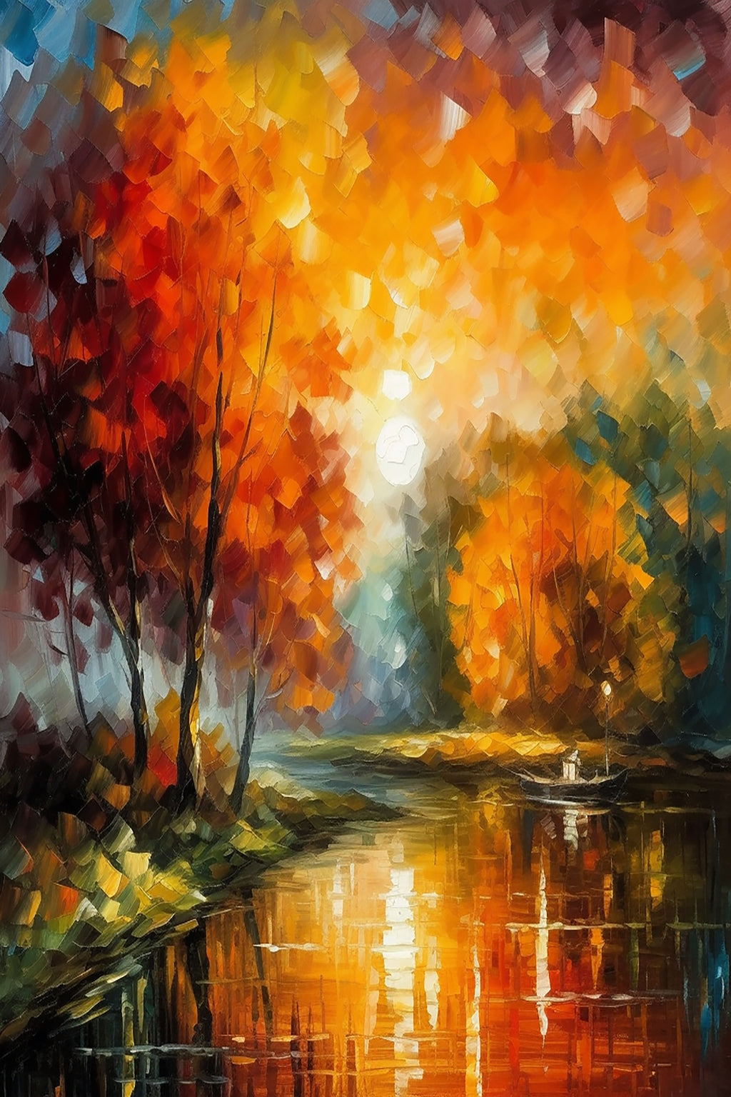 Autumnlight on Still Water — Premium Digital Art Print