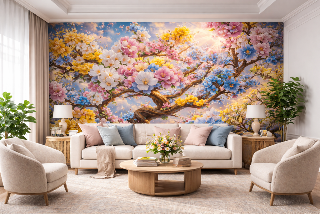 Blooming Branches in Golden Light