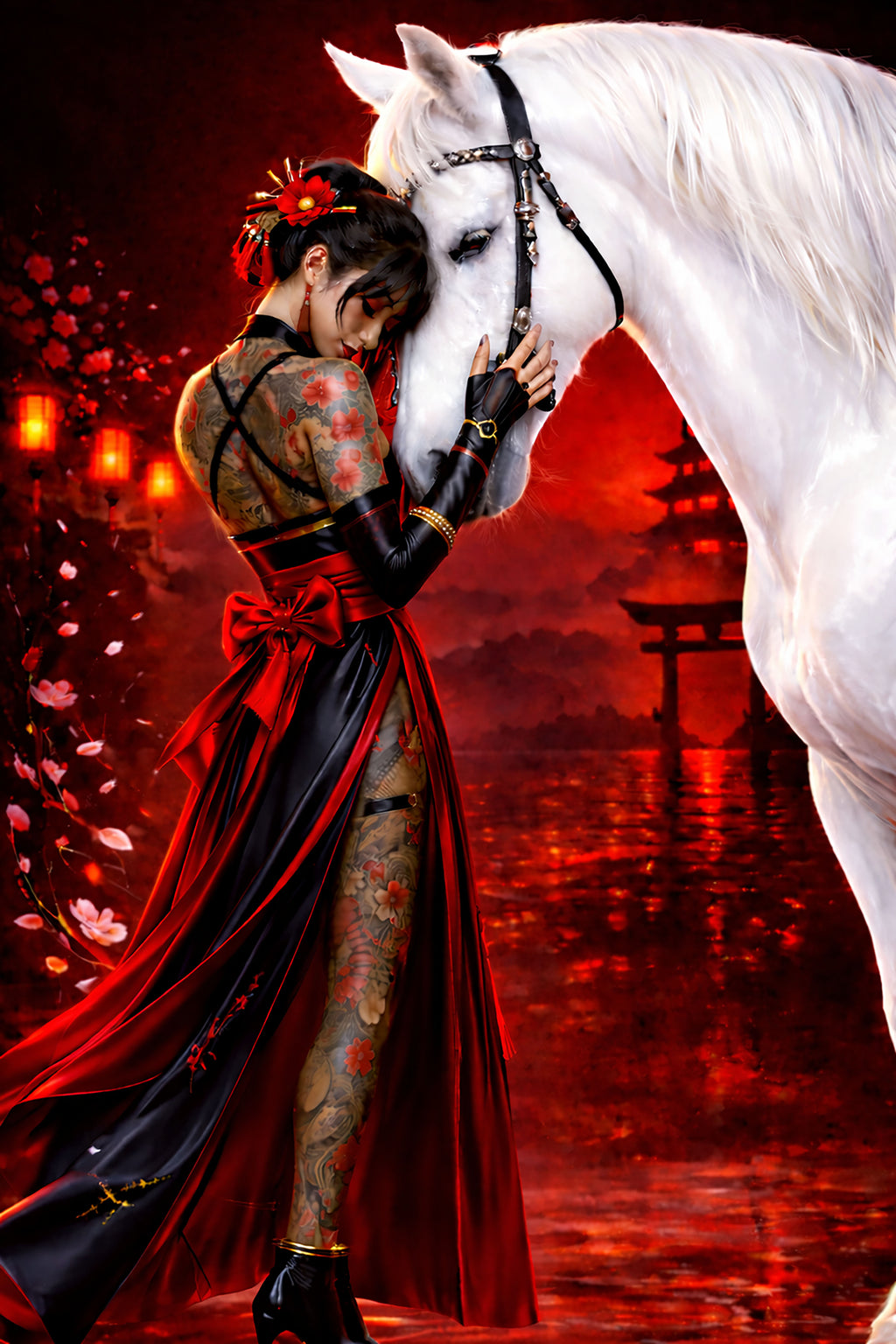 Blossoms and the White Stallion
