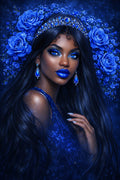 Blue Elegance and Floral Grace