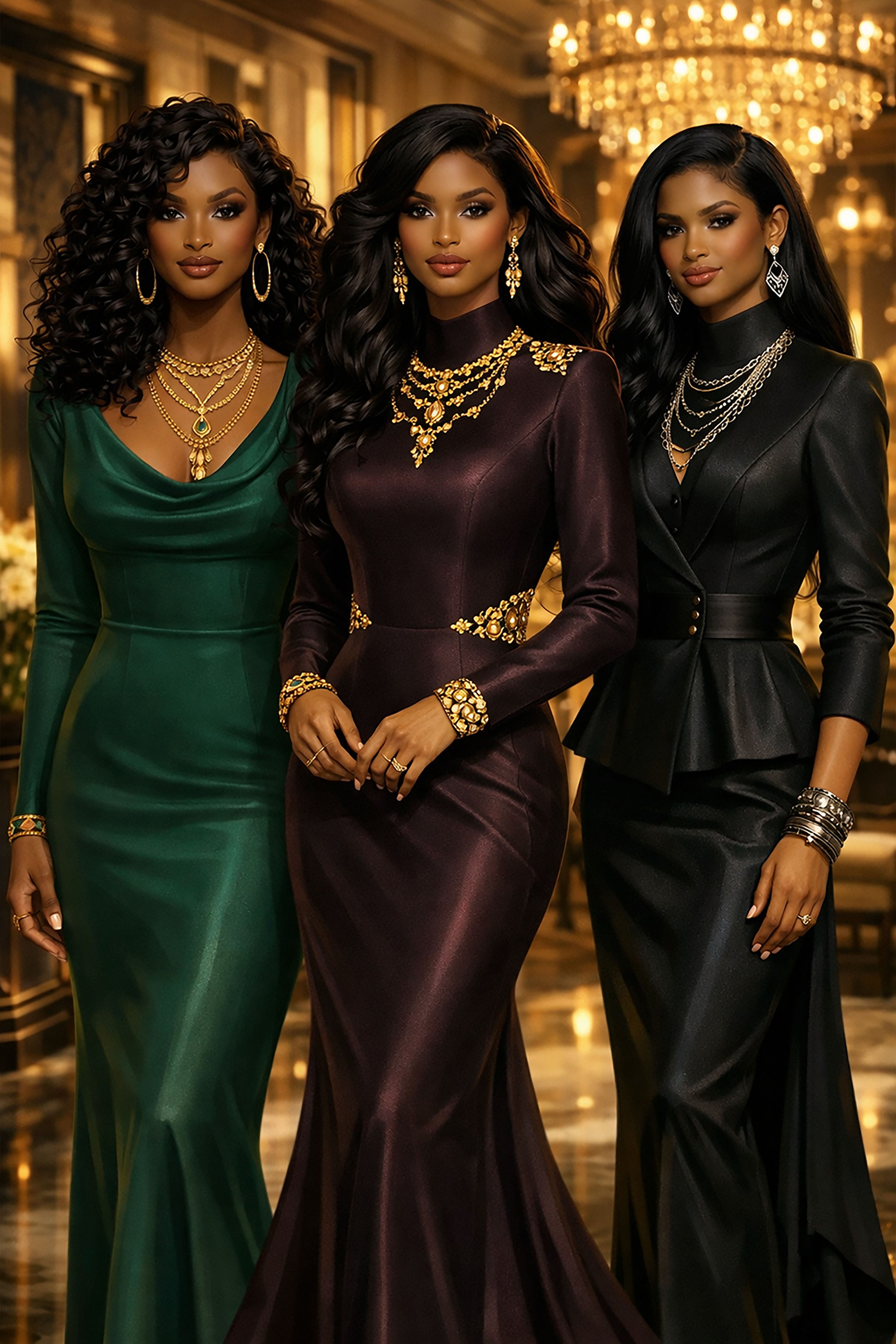 Elegance, Times Three — Premium Digital Art Print