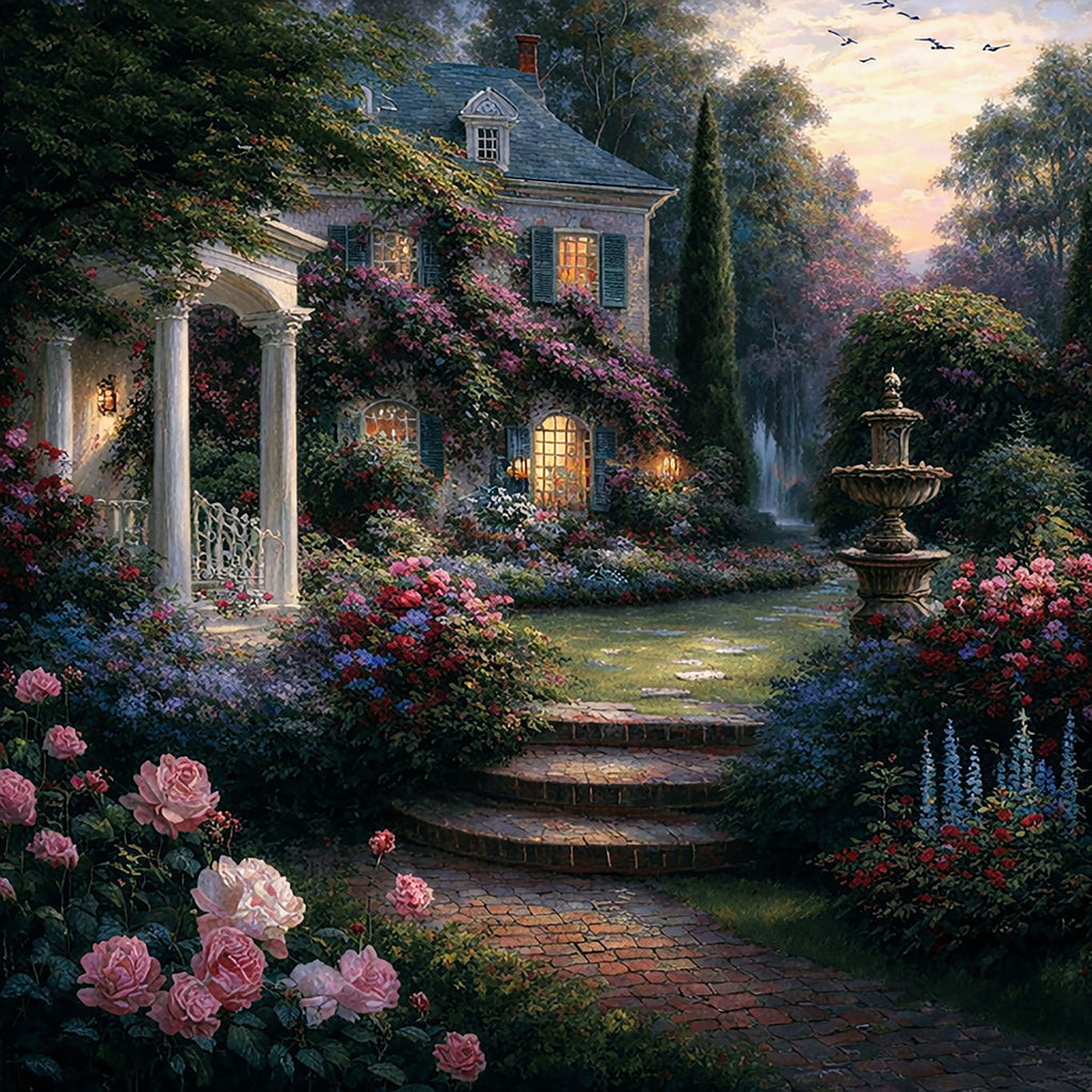 Evening Bloom Sanctuary — Premium Digital Art Print