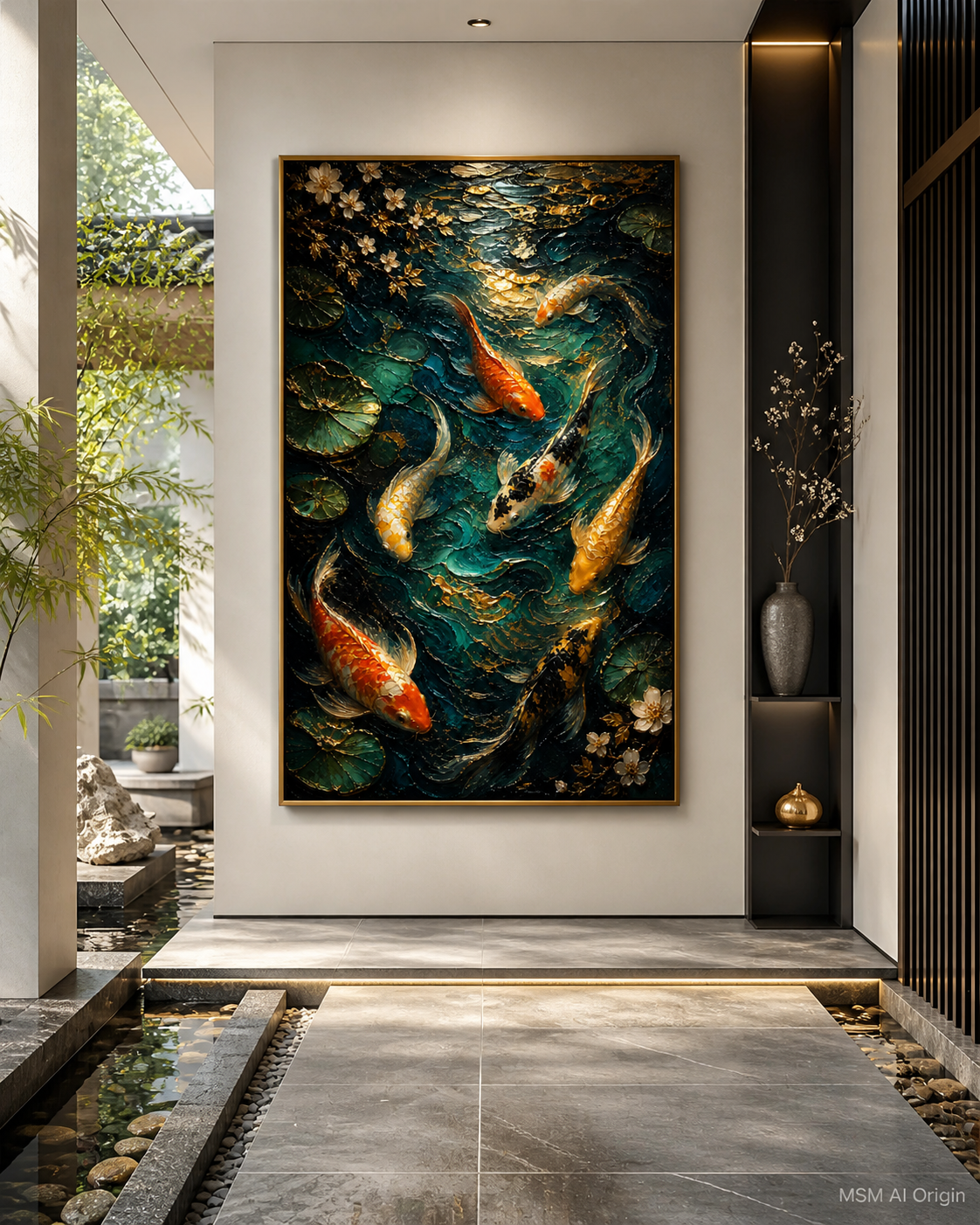 Golden Waters of Serenity — Koi Wildlife Art Print