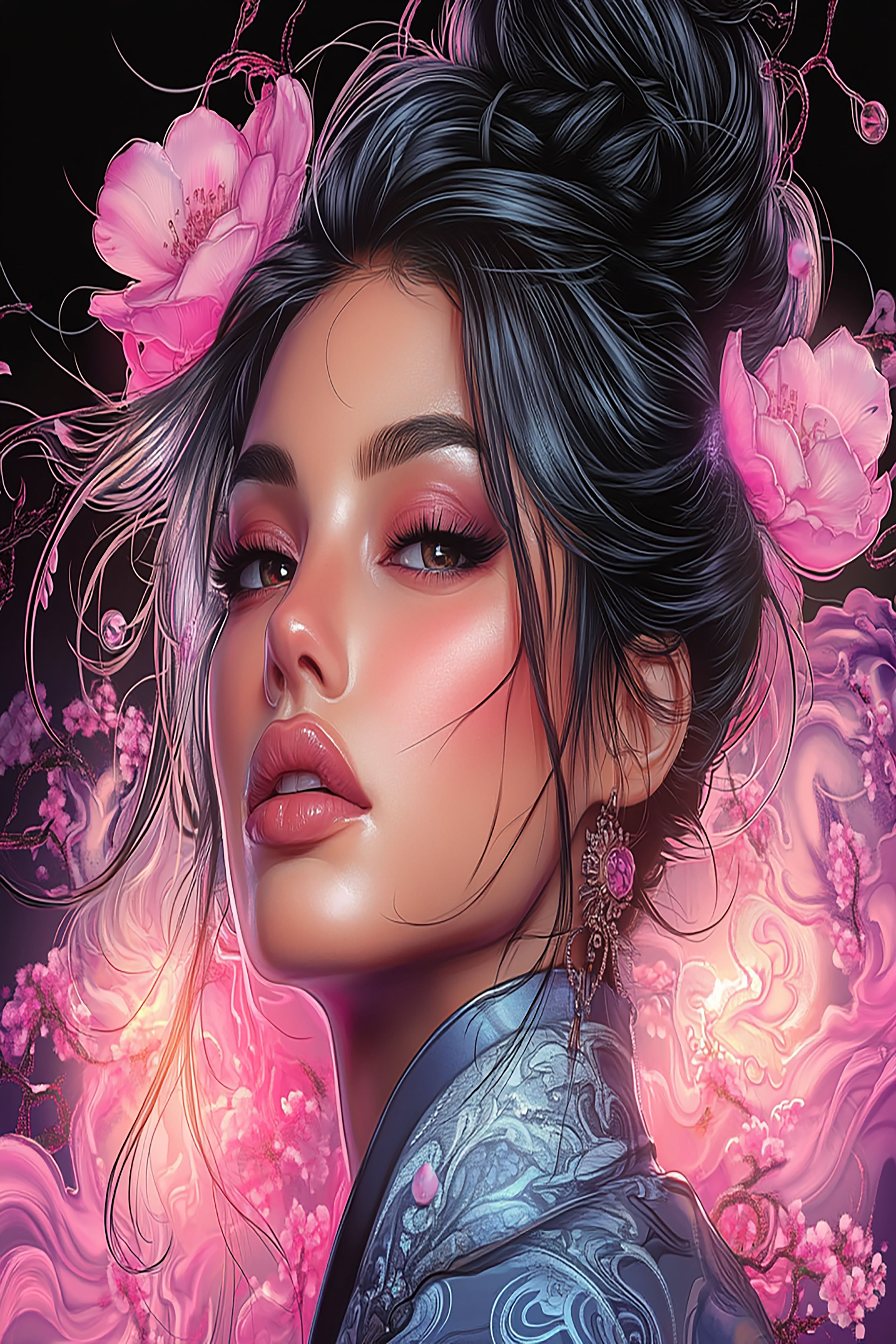 Pink Tempest Poise — Premium Digital Art Print
