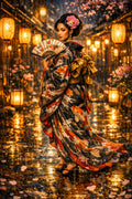 She Walks Through Warm Thunder — Premium Digital Art Print