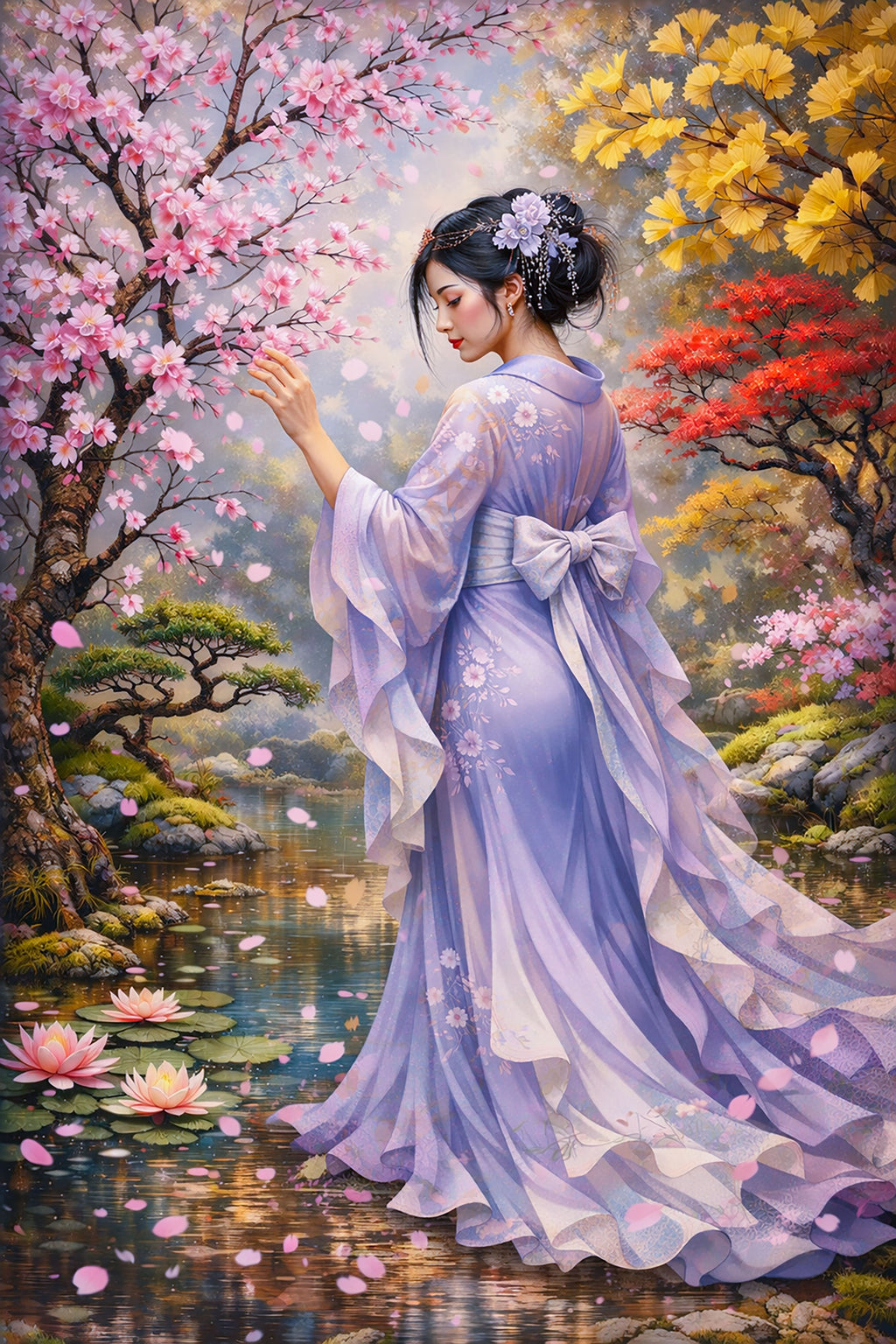 Soft Steps in Falling Petals