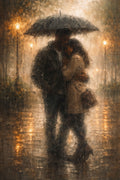 Two Hearts, One Umbrella — Premium Digital Art Print